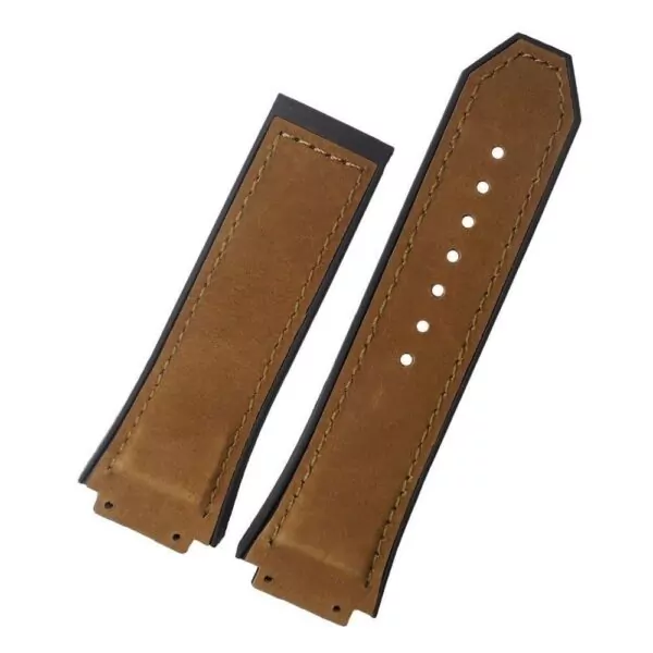 Brown-Nubuck-Leather-Rubber-Strap-Bracelet-FOR-Hublot-Big-Bang-band-29x19mm-153338442553 Dark Brown Nubuck & Rubber back Strap for Hublot Big Bang - 29x19mm