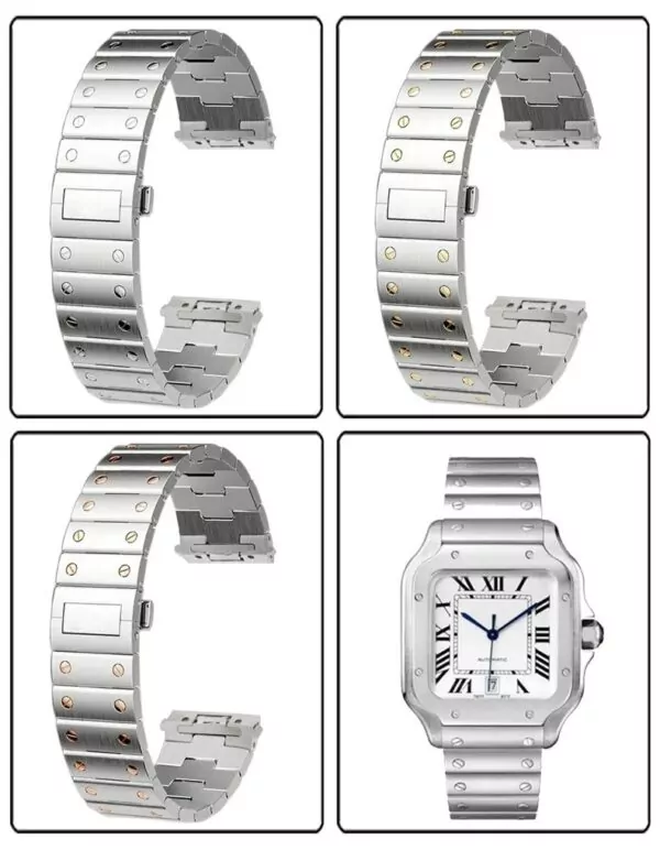 description-image-5 Two-Tone Gold & Silver Strap Bracelet for New Santos Cartier with Quick Release