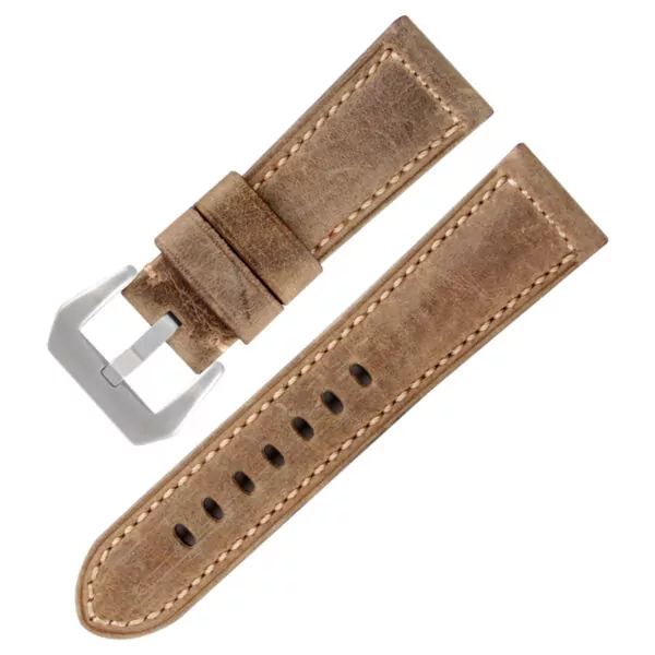 1_Bracelet-de-montre-en-cuir-de-vache-italien-24MM-pour-montres-universelles-de-luxe-Bracelet-pour Distressed Beige Strap Panerai Luminor, Marina, Submersible 24, 26mm In leather Crazy Horse