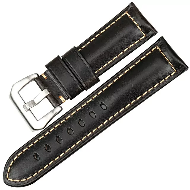 Distressed Black Strap Panerai Luminor Distressed Black Strap Panerai Luminor, Marina, Submersible 22, 24, 26mm In Vintage Leather