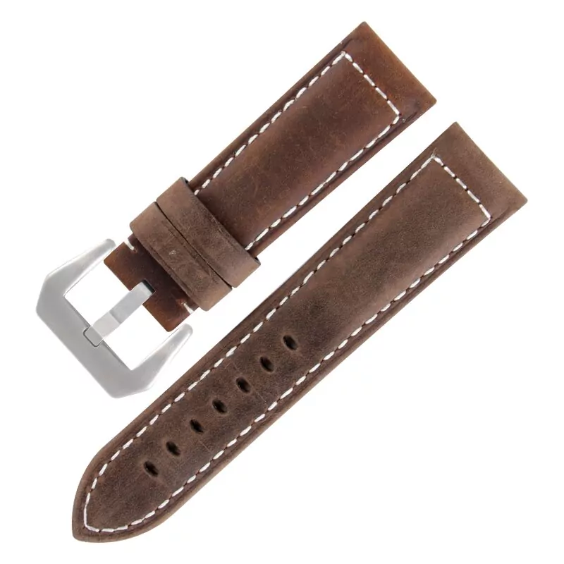 0_Bracelet-de-montre-en-cuir-de-vache-italien-24MM-pour-montres-universelles-de-luxe-Bracelet-pour Brown Strap Panerai Luminor, Marina, Submersible 24mm In leather Crazy Horse