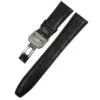 0_Bracelet-de-montre-bleu-22mm-pour-IWC-Bracelet-de-montre-en-cuir-de-veau-pour-IWC Black Strap Band IWC Portugal, Portugieser In Calf Leather with printed Crocodile/Alligator Grain 22mm
