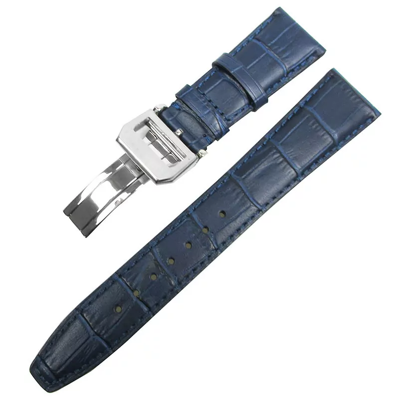 Blue Strap Band IWC Portugal, Portugieser In Calf Leather with printed Crocodile/Alligator Grain 22mm