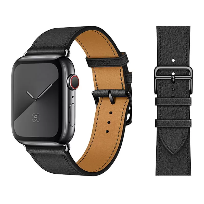 1_100-Bracelet-en-cuir-de-vache-v-ritable-Bracelet-de-ceinture-pour-Apple-Watch-5-4 Full Black Strap Apple iWatch Hermes In Leather