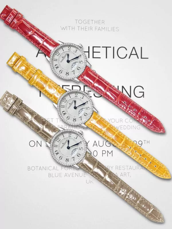 fuyijia-bracelet-de-montre-personnalis_main-5 Gray Strap For Jaeger LeCoultre Rendez-vous In Genuine Crocodile Leather Skin Band- 6 sizes