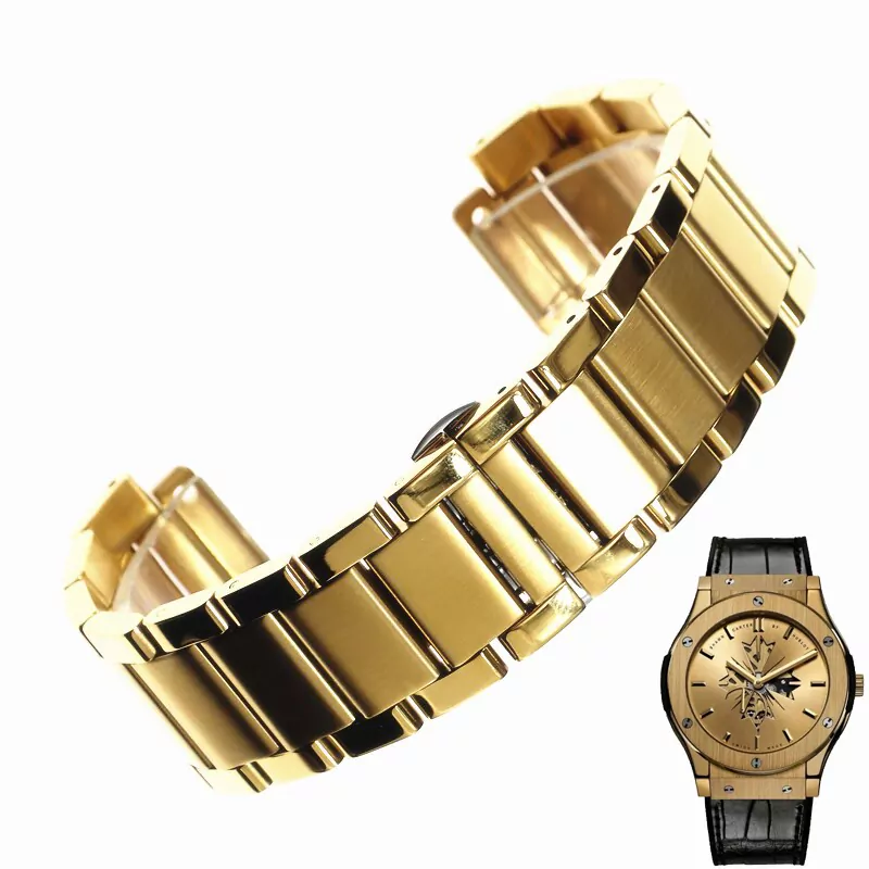 3_27mm-acier-inoxydable-bracelet-argent-noir-or-rose-or-pour-HUBLOT-montre-bracelet-big-bang-classique (1) Gold Band Bracelet Hublot Classic Fusion in Stainless Steel