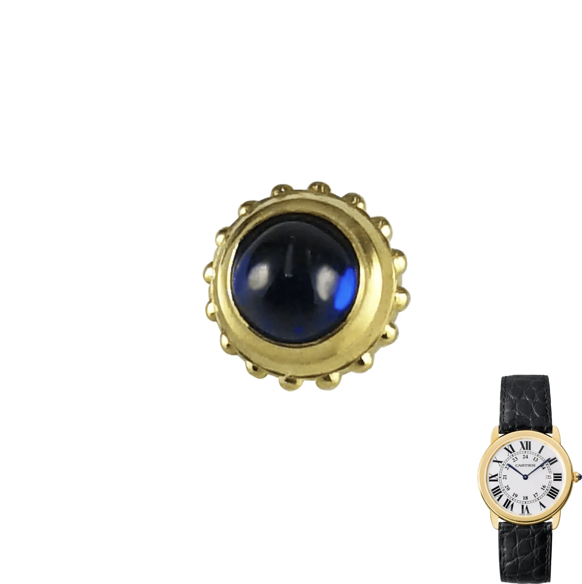 Crown-Cartier-Ronde-42mm-Aftermarket-sapphire7 Gold & Blue Crown Ronde Cartier Sapphire & Stainless Steel