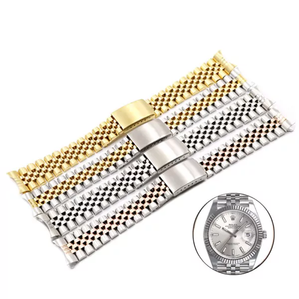 ROSXXX3-2 Jubilee Band Bracelet for Rolex Datejust Vintage Steel Replacement Strap - 4 Sizes