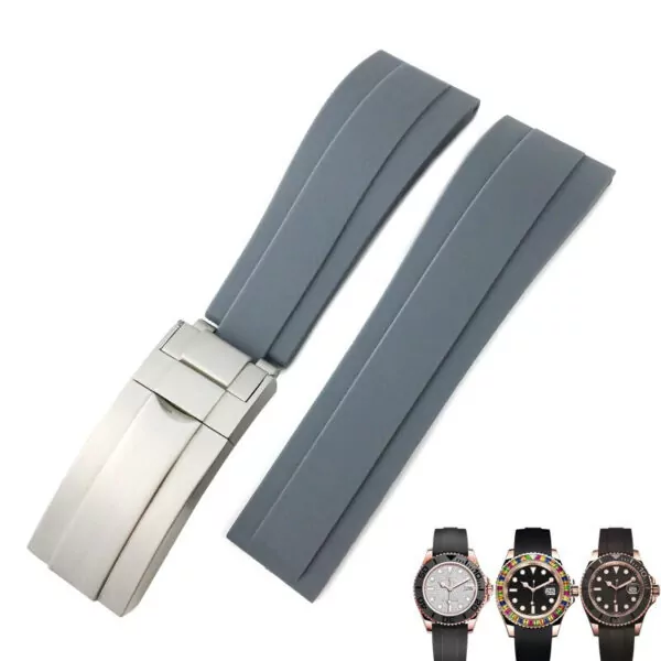 gray-strap-for-rolex-submariner-gmt-daytona-datejust-20mm-in-rubber-without Gray Strap for Rolex Submariner, GMT, Daytona, Datejust 20mm In Rubber