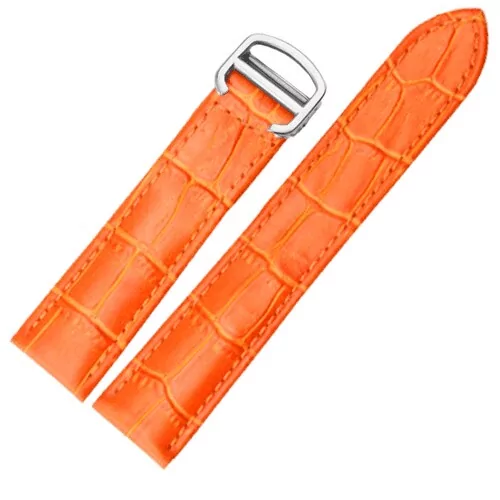 CAFPXX-2 Orange Alligator Grain Leather Strap for Cartier Tank - 5 Sizes