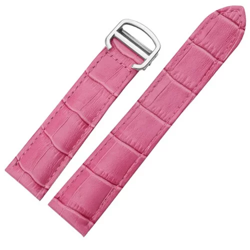 CAFPXX-3 Pink Alligator Grain Leather Strap for Cartier Tank - 5 Sizes