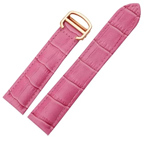 CAFPXX-4 Pink Alligator Grain Leather Strap for Cartier Tank - 5 Sizes
