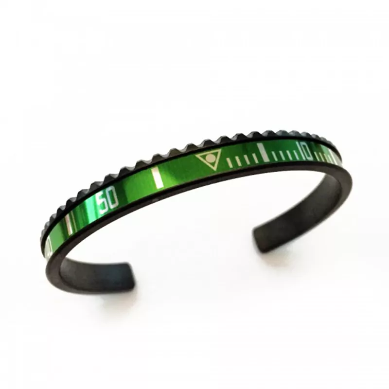 5_Bracelets-de-manchette-en-acier-inoxydable-c-l-bre-marque-bracelet-noir-moto-voiture-bracelet-pour Green Bezel Bangle Bracelet Submariner, Kermit, Starbucks, Hulk PVD/DLC Black