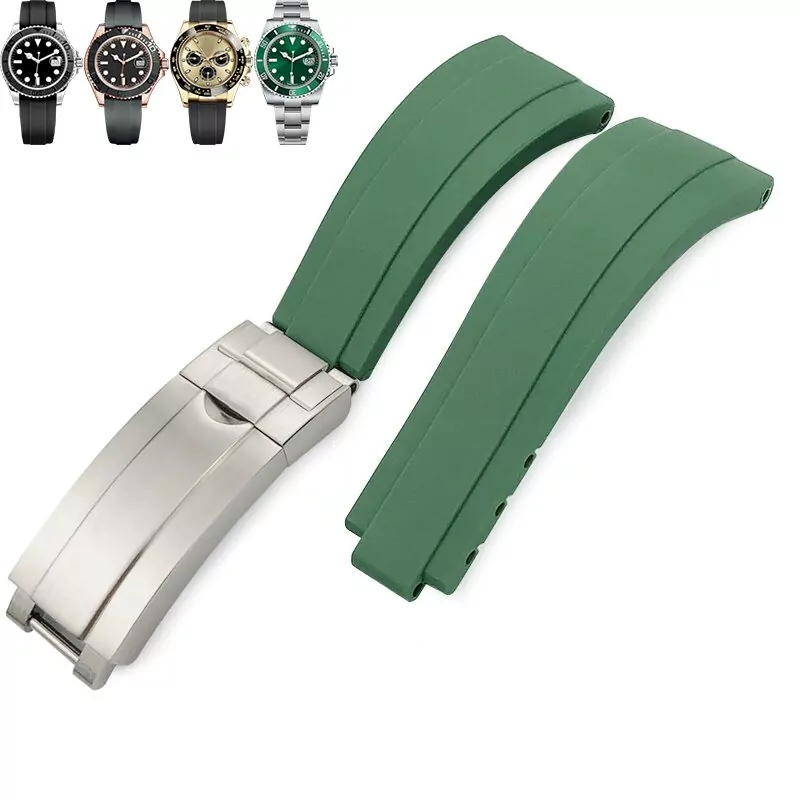 green-easylink-strap-for-rolex-submariner-gmt-daytona-datejust-20mm-in-rubber Green Glidelock Strap for Rolex Submariner, GMT, Daytona, Datejust In Rubber - 20mm