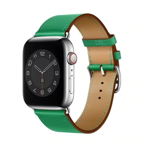 e-plus-recent-bracelet-en-cuir-a-tour-u_description-17 Green Strap Apple iWatch Hermes In Leather