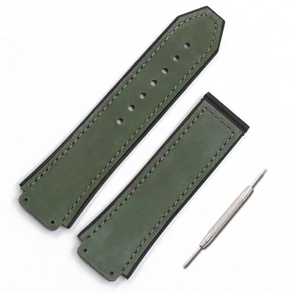 6_Nouveaux-hommes-en-cuir-mat-sangle-25mm-x-19mm-pour-sangles-Hublot-souvent-utilis-en-grande Green Strap Band Hublot Big Bang 25x19mm Horseback Leather