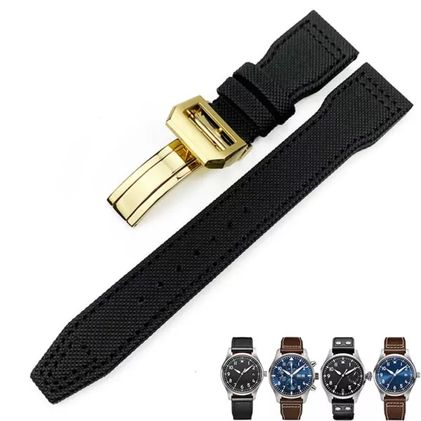 14_20-21-22mm-bracelet-de-montre-en-Nylon-de-haute-qualit-en-cuir-de-veau-adapt Black Strap Band IWC Pilot Spitfire, Top Gun In Nylon 20,21,22mm
