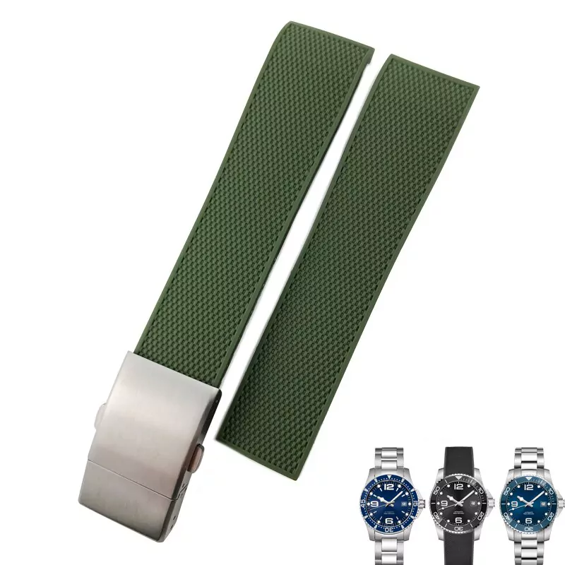 rubber-hydroconquest-strap-2 Green Strap for Hydroconquest L3 Longines In Rubber