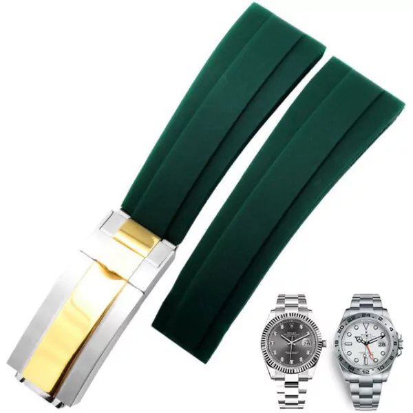 En-caoutchouc-Bracelet-De-Montre-De-Haute-qualit-en-caoutchouc-bande-en-acier-inoxydable-preuve-de-2.jpg_640x640 Green Strap for Rolex Datejust 41mm, Explorer II 21mm In Rubber