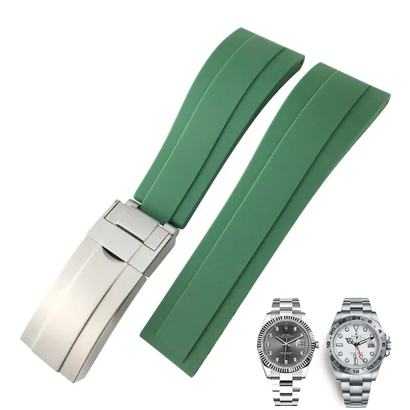 dark green_0-mm-21-mm-caoutchouc-silicone-bracelet-d_variants-10 Green Strap for Rolex Datejust 41mm, Explorer II 21mm In Rubber