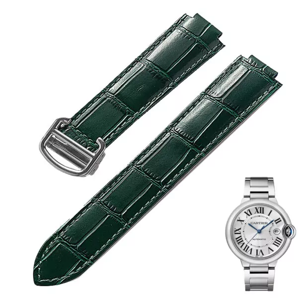 green_genuine-leather-strap-replacement-cartie_variants-6 Green Bottle Strap Bracelet for Ballon Bleu Cartier In Crocodile/Leather Grain
