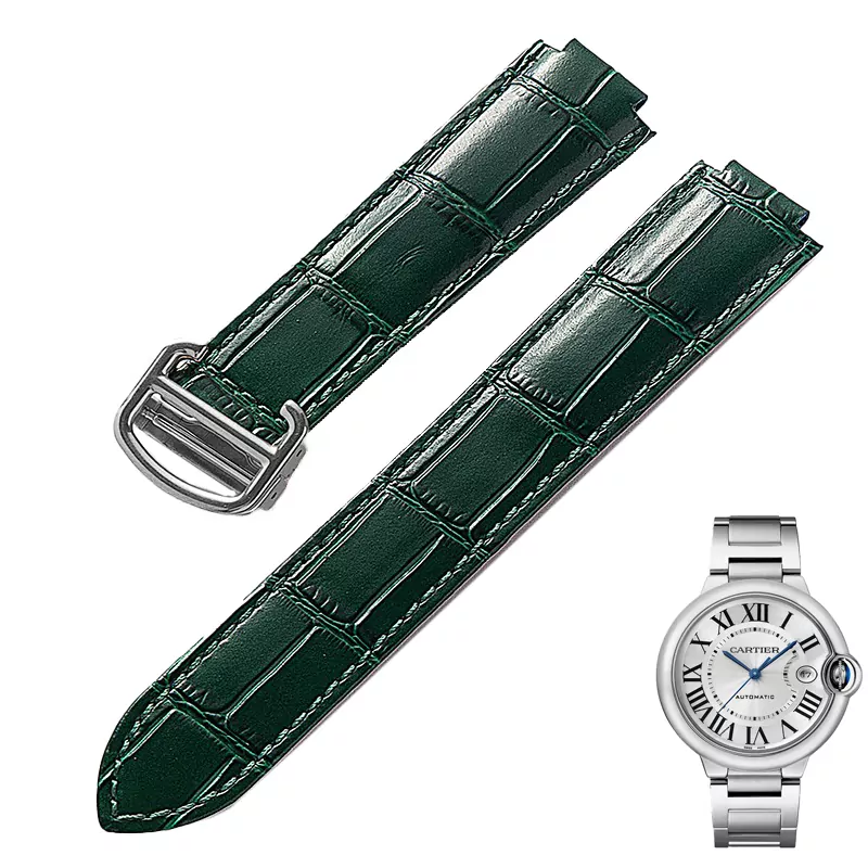 green_genuine-leather-strap-replacement-cartie_variants-6 Green Bottle Strap Bracelet for Ballon Bleu Cartier In Crocodile/Leather Grain