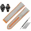 s-l1600 (4) Grey & Orange Strap Bracelet for Omega Seamaster in Nylon Rubber Back