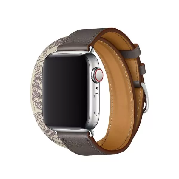 13_H16c393de97404b278d922d683d23ffd7O Grey & Printed Double Tour Band Apple iWatch Hermes In Leather