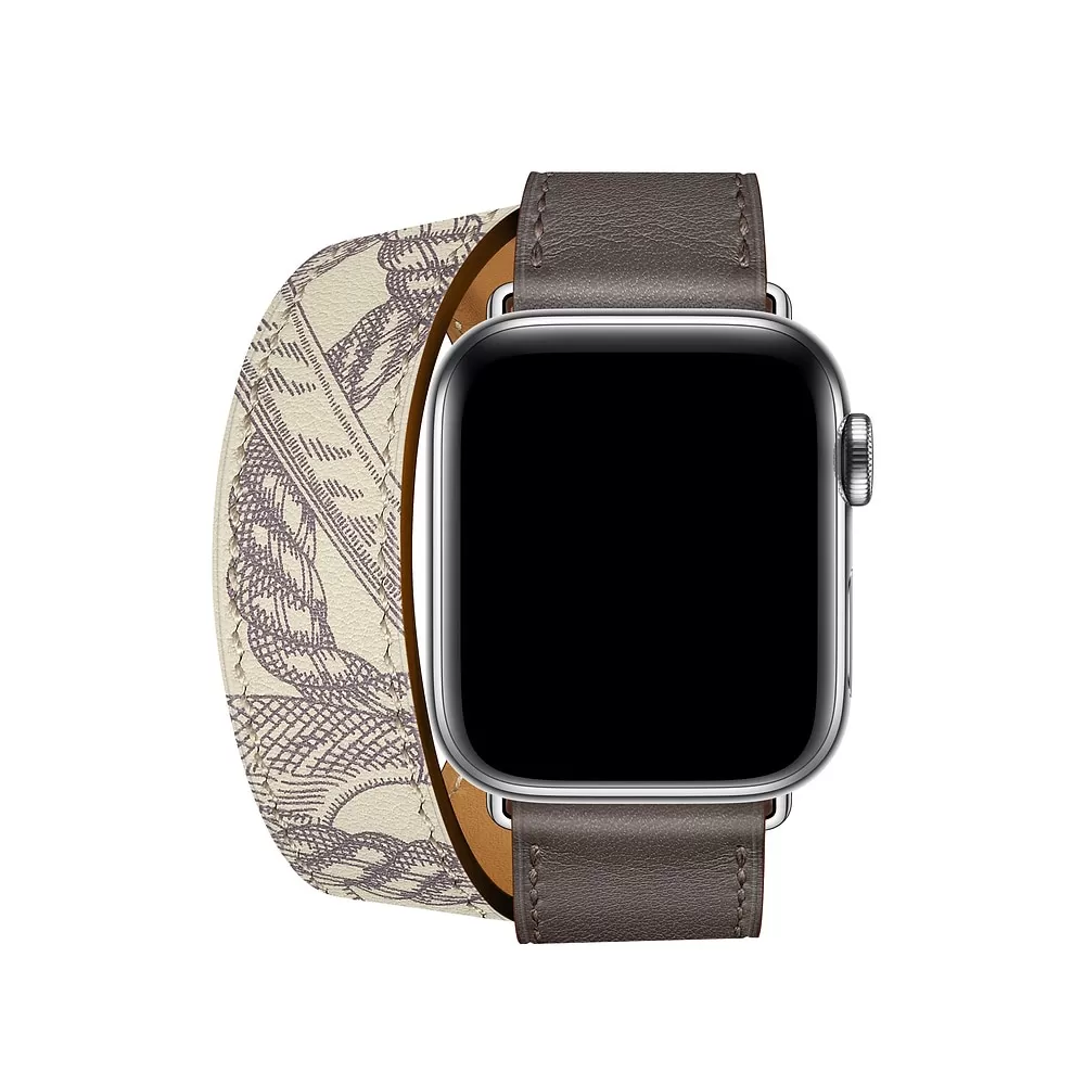 14_H05f11bc976c941839bc436c38f8c16f8O Grey & Printed Double Tour Band Apple iWatch Hermes In Leather