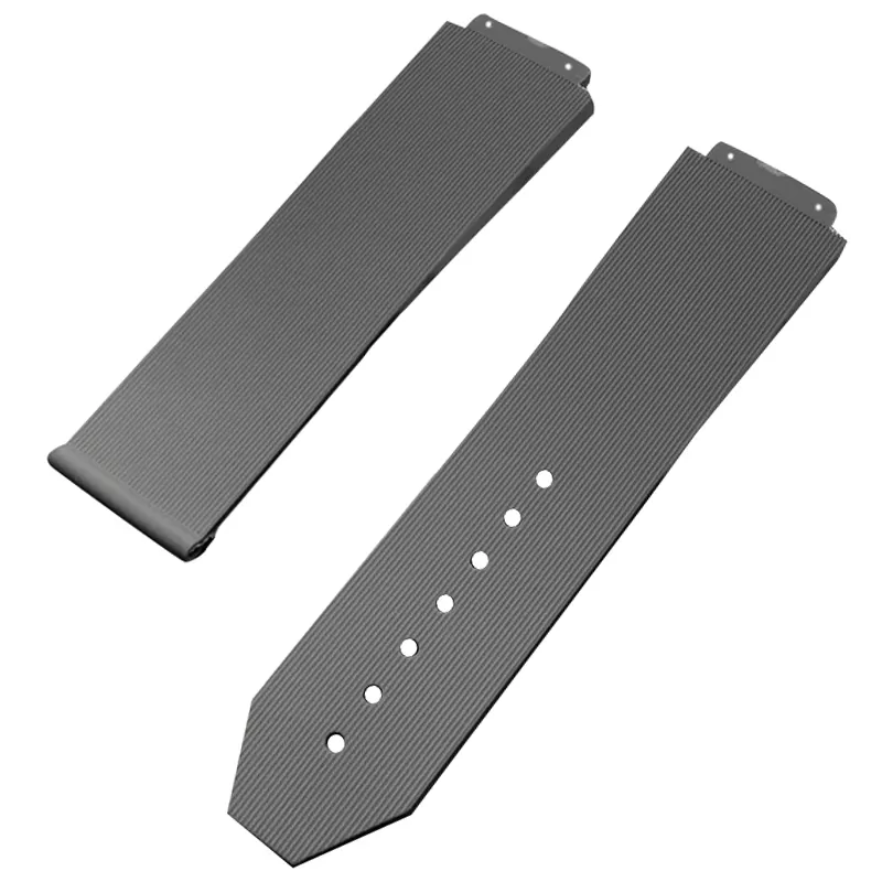 4_Caoutchouc-de-Silicone-de-marque-de-luxe-pour-bracelet-Hublot-pour-Big-Bang-hommes-bracelet-de Grey Strap Band Hublot Big Bang 25x19mm In Rubber