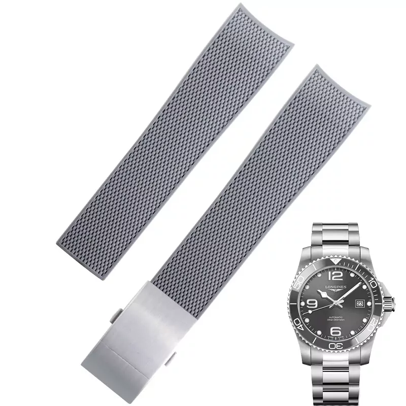 rubber-hydroconquest-strap-1 Grey Strap for Hydroconquest L3 Longines In Rubber