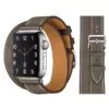 19_100-Bracelet-en-cuir-de-vache-v-ritable-Bracelet-de-ceinture-pour-Apple-Watch-5-4 Grey Taupe Double Tour Band Apple iWatch Hermes In Leather
