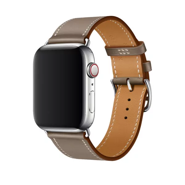 2 Grey Taupe Strap Apple iWatch Hermes In Leather