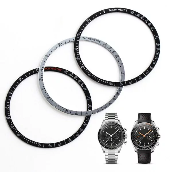 insert-de-lunette-en-aluminium-argent-n_main-0 Black & Orange Bezel for Omega Speed Master 38.4mm in Aluminum