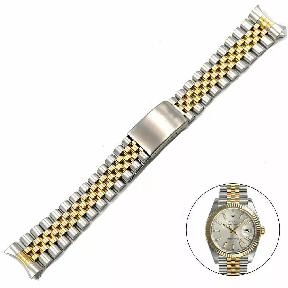 s-l1600 Jubilee Band Bracelet for Rolex Datejust Vintage Two-Tone Gold & Steel - 4 Sizes