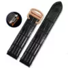 Black Crocodile Pattern Cartier Roadster Rose Gold bUCKLE Black Leather Strap for Cartier Roadster in Crocodile Grain with Quick-Release System