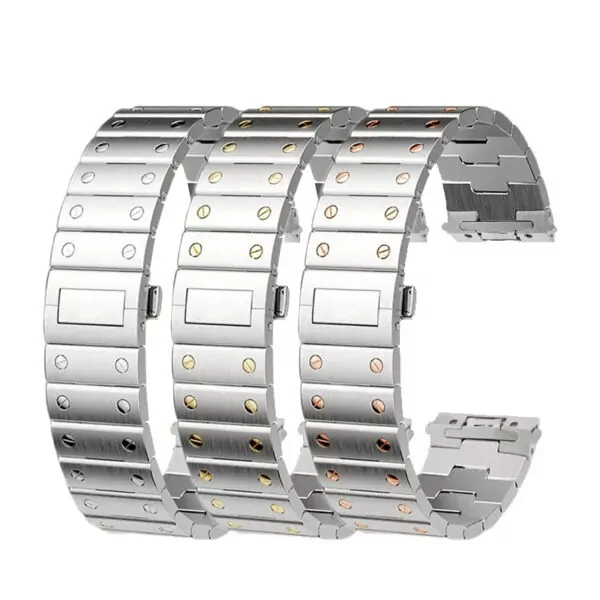 main-image-5 Two-Tone Gold & Silver Strap Bracelet for New Santos Cartier with Quick Release