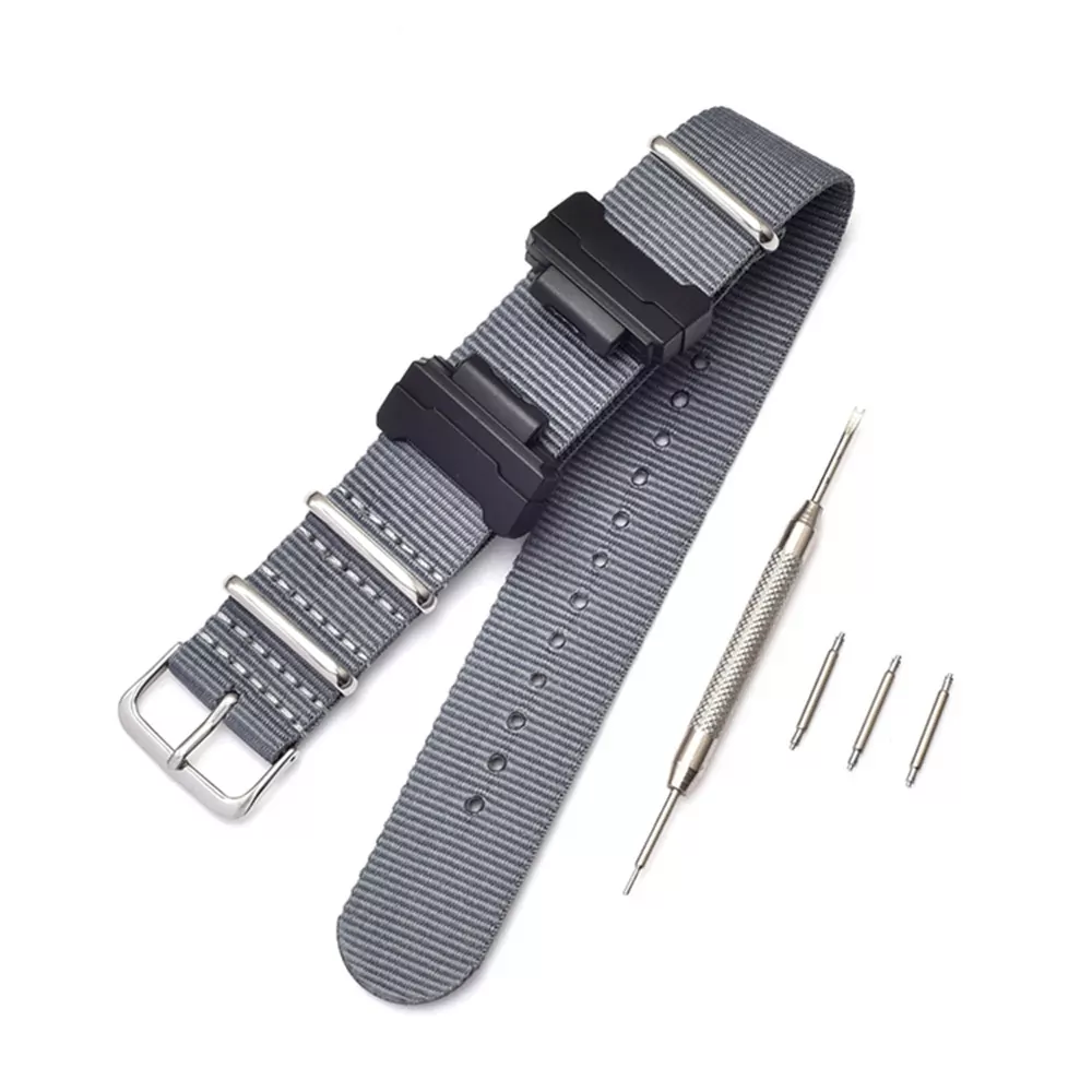 2_Bracelet-de-remplacement-en-Nylon-otan-pour-Casio-g-shock-GA-110-100-120-150-200 Grey Nato Strap Casio 22mm In Nylon