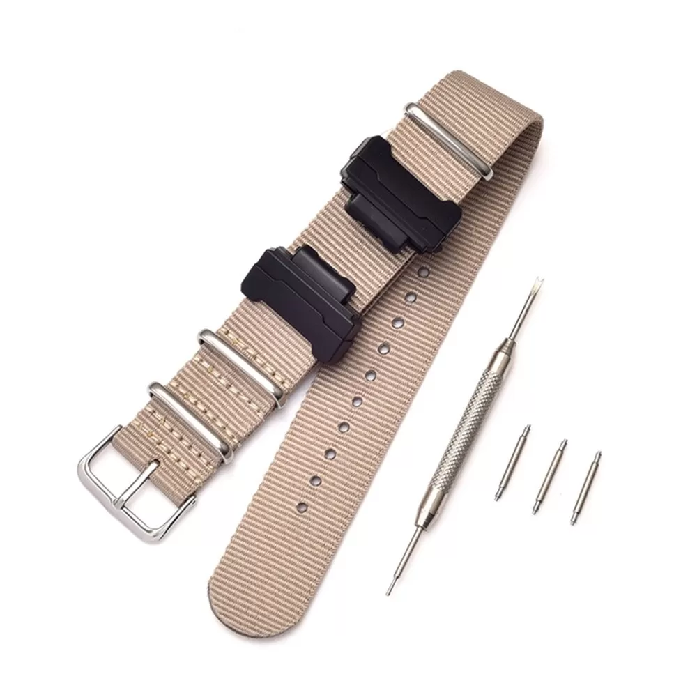 4_Bracelet-de-remplacement-en-Nylon-otan-pour-Casio-g-shock-GA-110-100-120-150-200 Beige Nato Strap Casio 22mm In Nylon