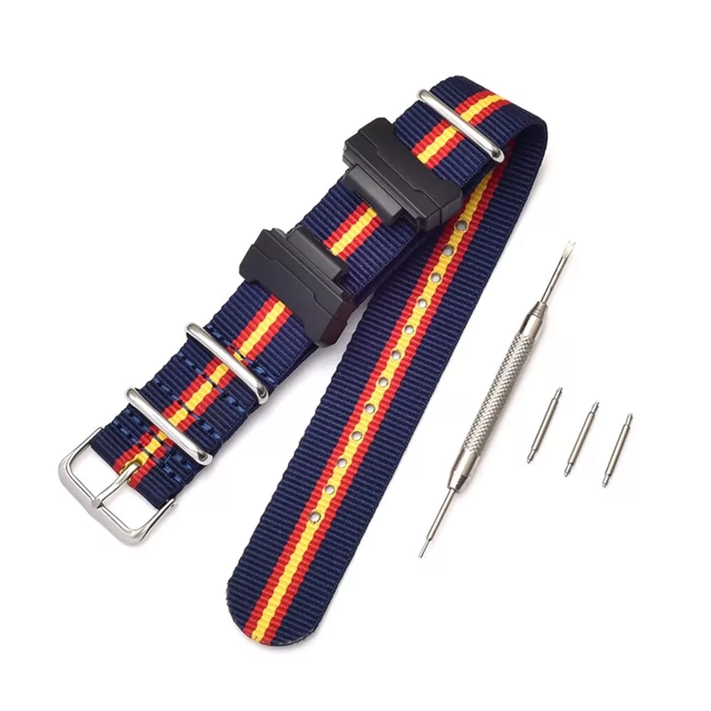 5_Bracelet-de-remplacement-en-Nylon-otan-pour-Casio-g-shock-GA-110-100-120-150-200 Blue, Red & Yellow Nato Strap Casio 22mm In Nylon