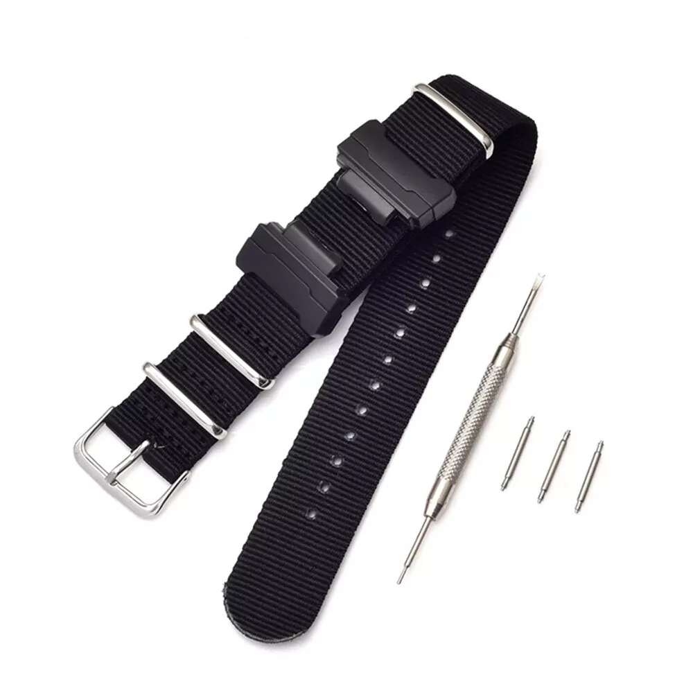 6_Bracelet-de-remplacement-en-Nylon-otan-pour-Casio-g-shock-GA-110-100-120-150-200 Black Nato Strap Casio 22mm In Nylon