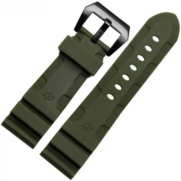 Panerai-Submersible-strap-in-Green-24-26-3 Military Green Rubber Strap for Officine Panerai Luminor, Marina, Submersible...