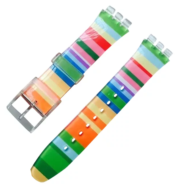 as-picture_oucle-en-plastique-de-bracelet-de-montr_variants-16 Multicolor Strap Band For Swatch Colour The Sky, Rainbow In Silicon - 17,19,20mm
