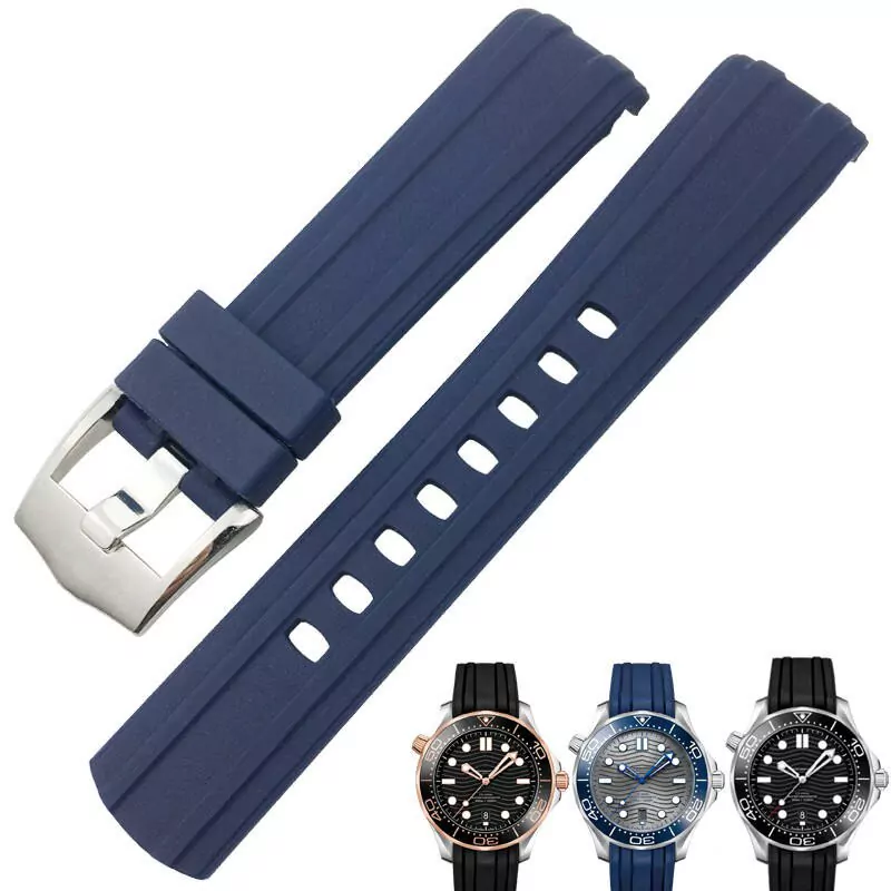 navy-blue-rubber-strap-bracelet-for-omega-seamaster-diver-300 Navy Blue Rubber Strap Bracelet for Omega Seamaster Diver 300