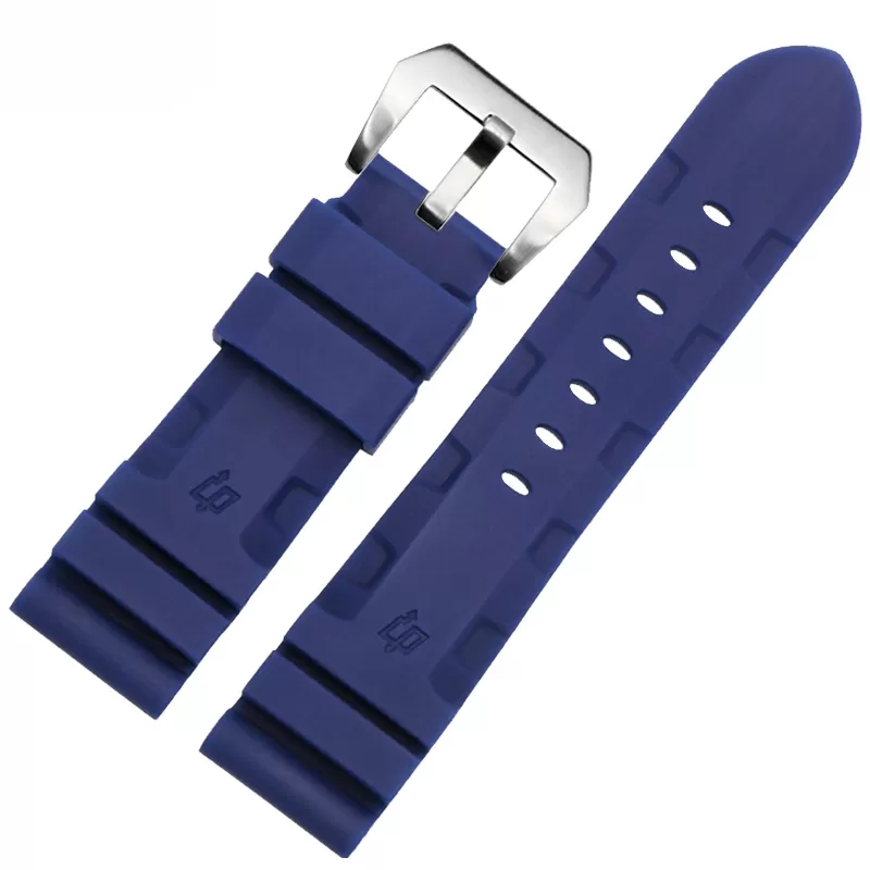 Dark Blue rubber OP copy 2 Navy Blue Strap Panerai Luminor, Marina, Submersible 24, 26mm In Rubber - 26mm, Brushed Steel