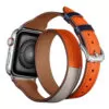Orange blue_racelet-en-cuir-pour-bracelet-de-montre_variants-0 Navy Blue, White & Orange Double Tour Slim Band Apple iWatch Hermes In Leather