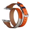 racelet-en-cuir-pour-bracelet-de-montre_description-3 Navy Blue, White & Orange Double Tour Slim Band Apple iWatch Hermes In Leather