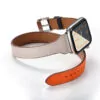 racelet-en-cuir-pour-bracelet-de-montre_description-2 Navy Blue, White & Orange Double Tour Slim Band Apple iWatch Hermes In Leather
