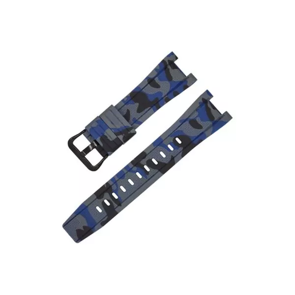 12_AOOW-Camouflage-sangles-en-caoutchouc-pour-Casio-g-shock-GST-W300-GST-S110-S100G-GST-W110 Blue Camouflage Strap Casio G-Steel GST-Series 26x14mm In Rubber - Black