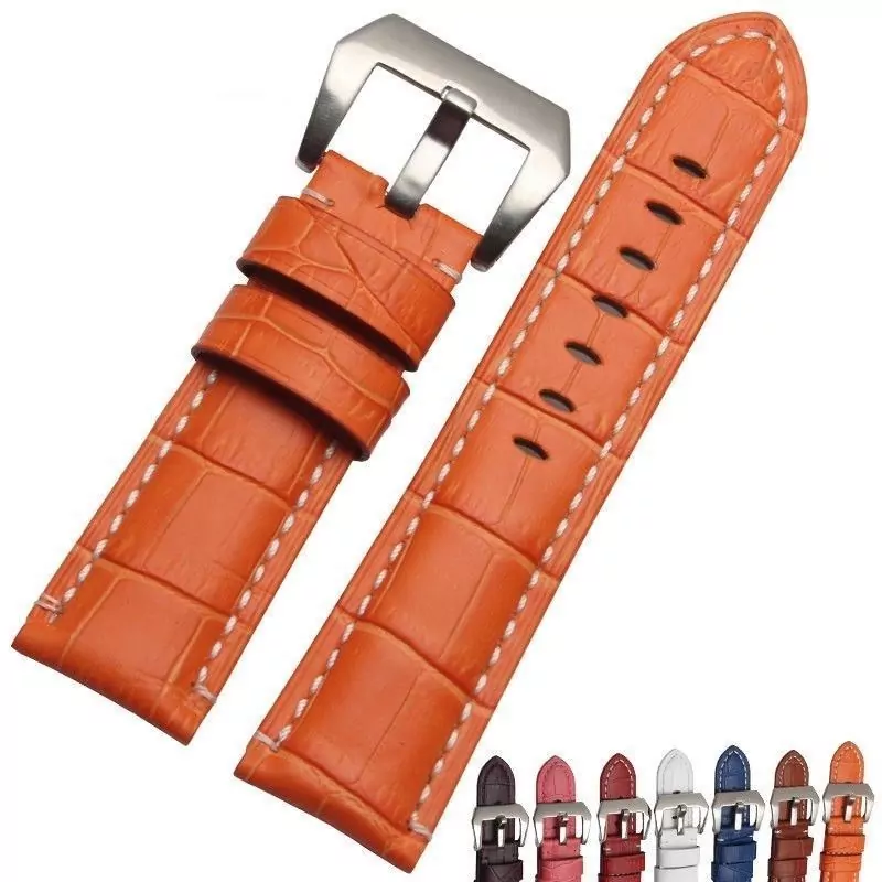 Orange-Strap-Bracelet-PAM-Panerai-Luminor-band-24mm-Croco-leather-grain-WBuckle-153338442370 Orange Crocodile Leather Grain Strap for Panerai Luminor, Marina...